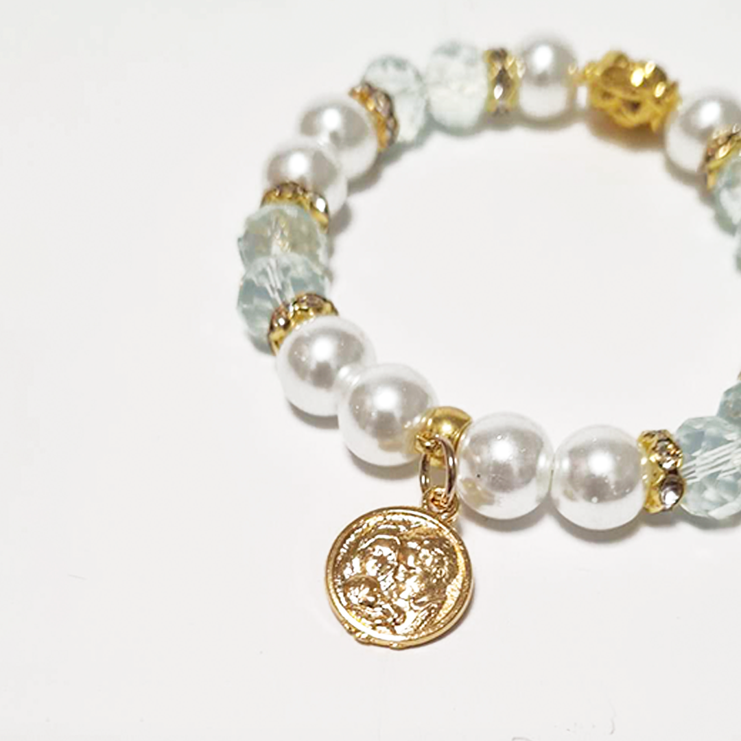 Holy Family Golden Blue Bracelet