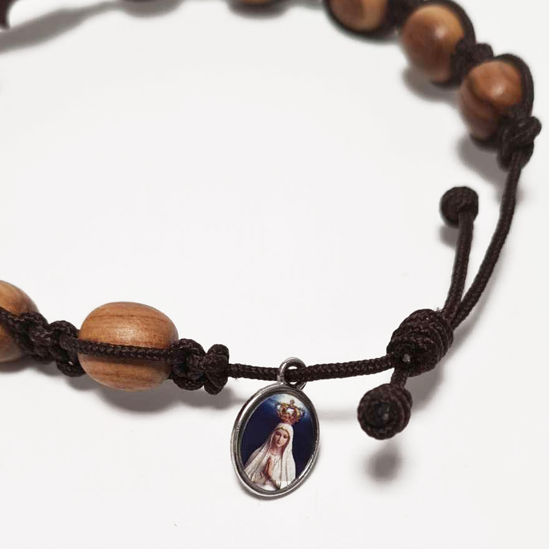 Olive Wood Decade Cross Bracelet