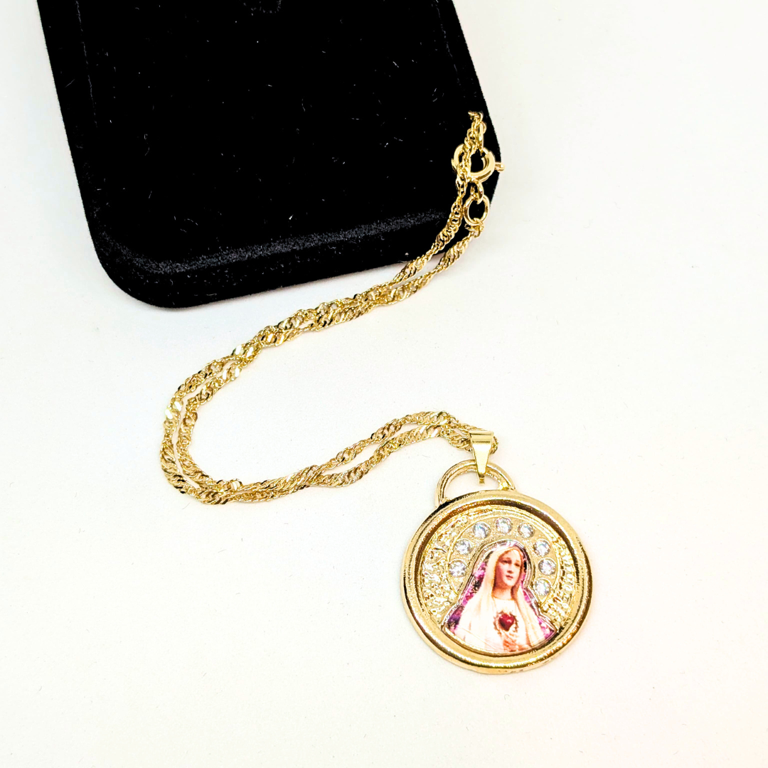 Our Lady of Fatima Necklace - Zirconia