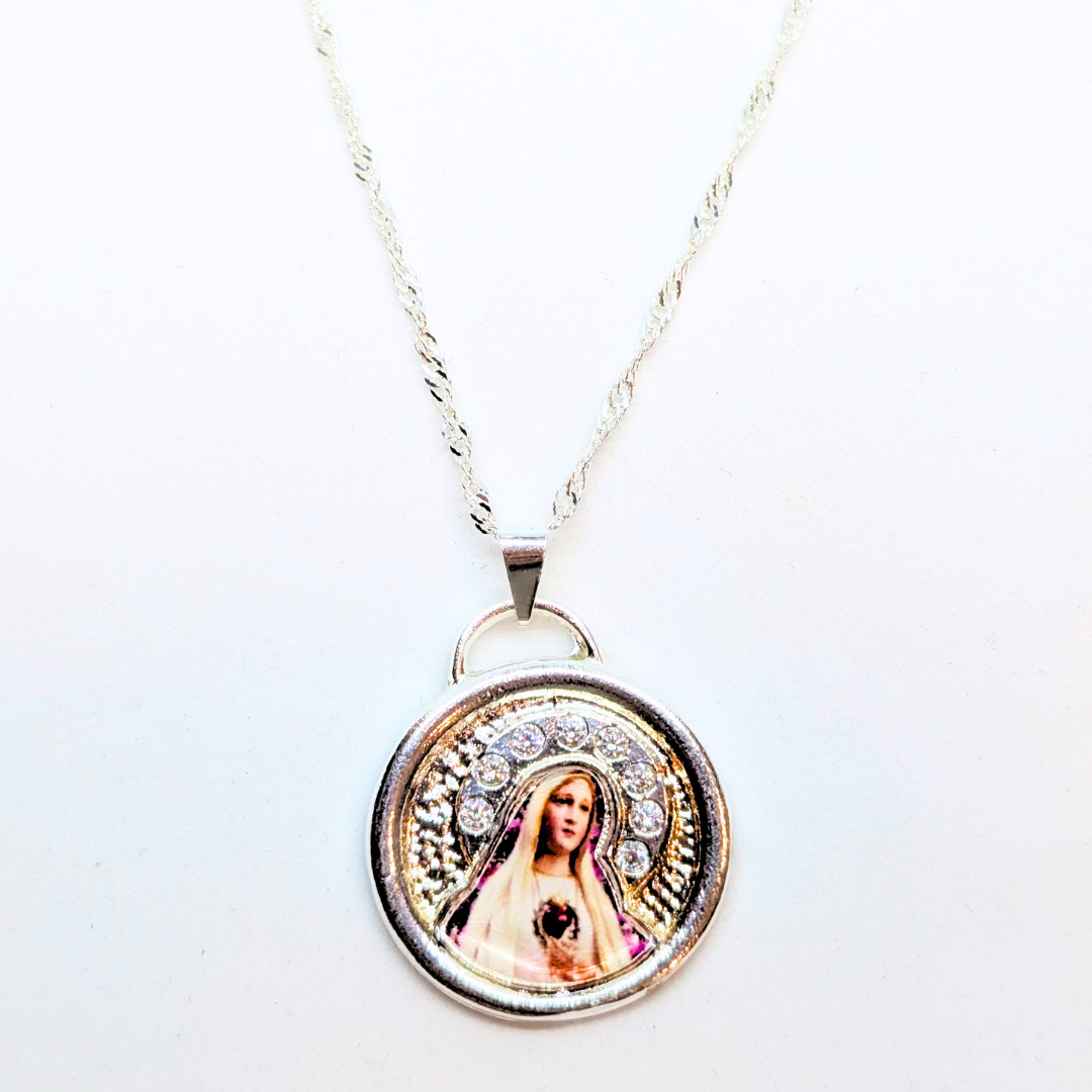 Our Lady of Fatima Necklace - Zirconia
