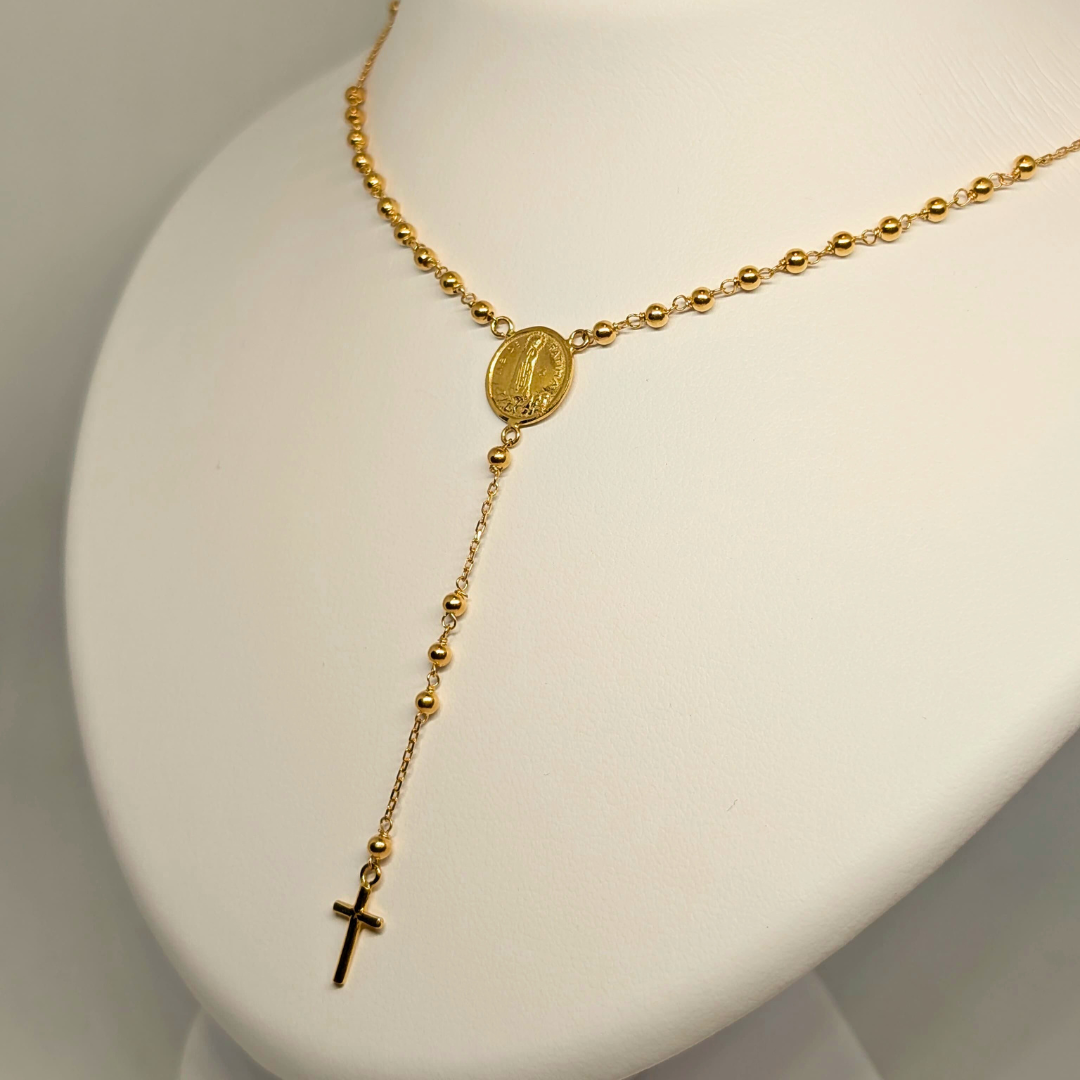 Rosary Necklace - Apparitions of Our Lady of Fatima - 19.2Kt Gold