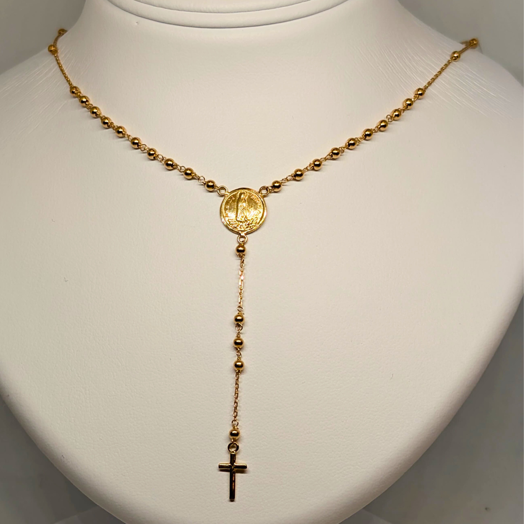 Rosary Necklace - Apparitions of Our Lady of Fatima - 19.2Kt Gold