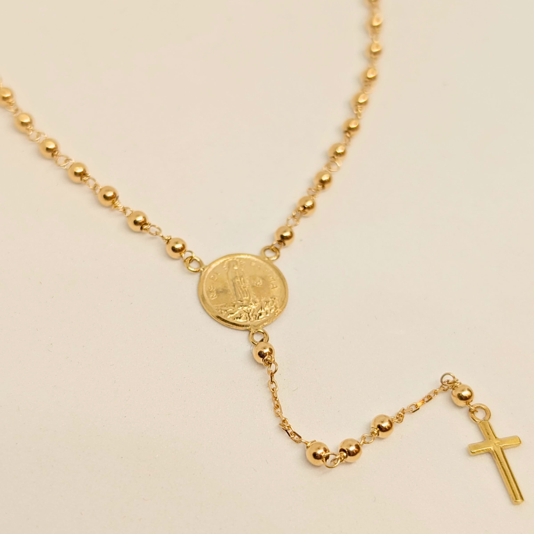 Rosary Necklace - Apparitions of Our Lady of Fatima - 19.2Kt Gold