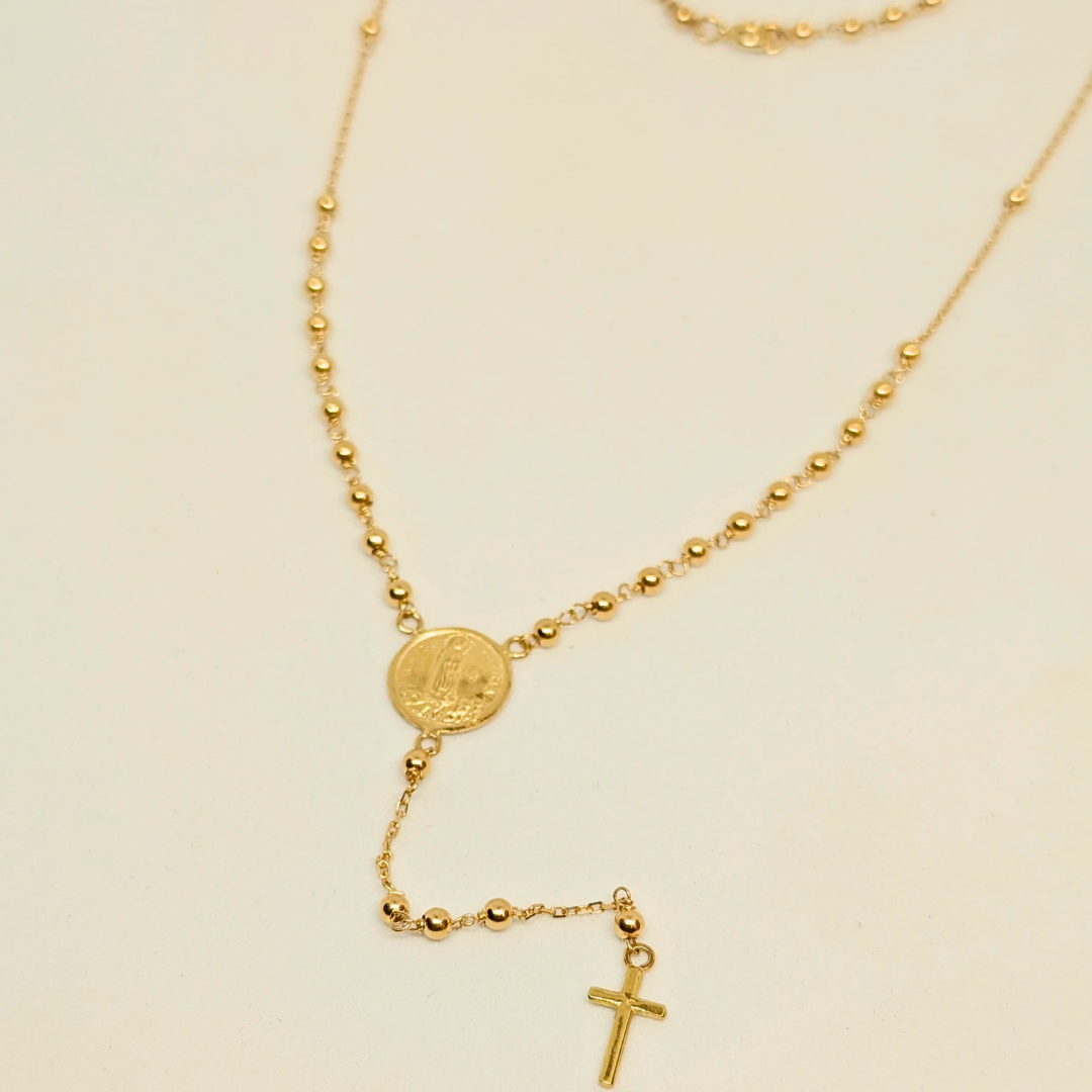Rosary Necklace - Apparitions of Our Lady of Fatima - 19.2Kt Gold