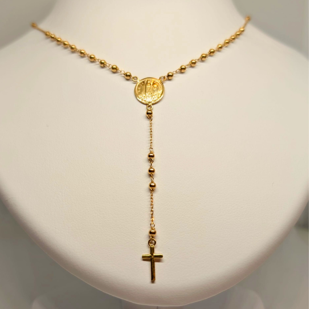 Rosary Necklace - Apparitions of Our Lady of Fatima - 19.2Kt Gold