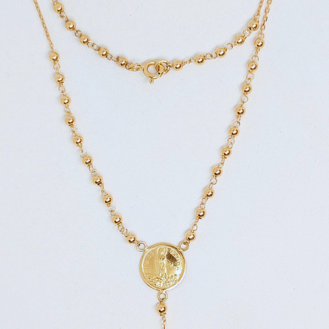 Rosary Necklace - Apparitions of Our Lady of Fatima - 19.2Kt Gold