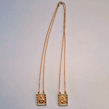 Golden Scapular - Our Lady of Mount Carmel and Sacred Heart of Jesus