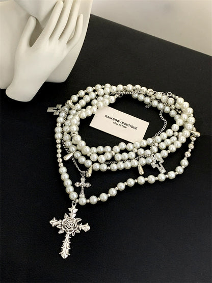 Accessible Luxury Multi-Layer Female Heavy Industry Sweet Cool Clavicle Chain Pearl