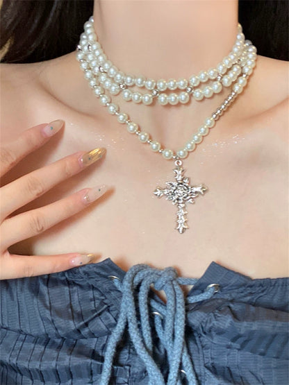 Accessible Luxury Multi-Layer Female Heavy Industry Sweet Cool Clavicle Chain Pearl