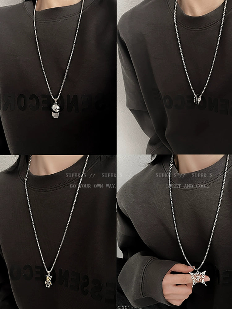 Titanium Steel Men's Sweet Cool Sweater Female Cross Pendant