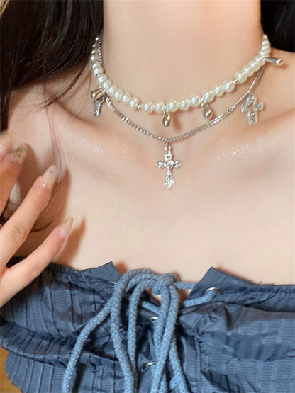 Accessible Luxury Multi-Layer Female Heavy Industry Sweet Cool Clavicle Chain Pearl