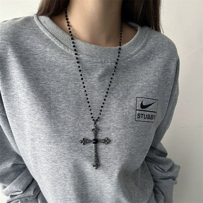 Accessible Luxury Gothic Wind Black Women Sweater Yabi Necklace