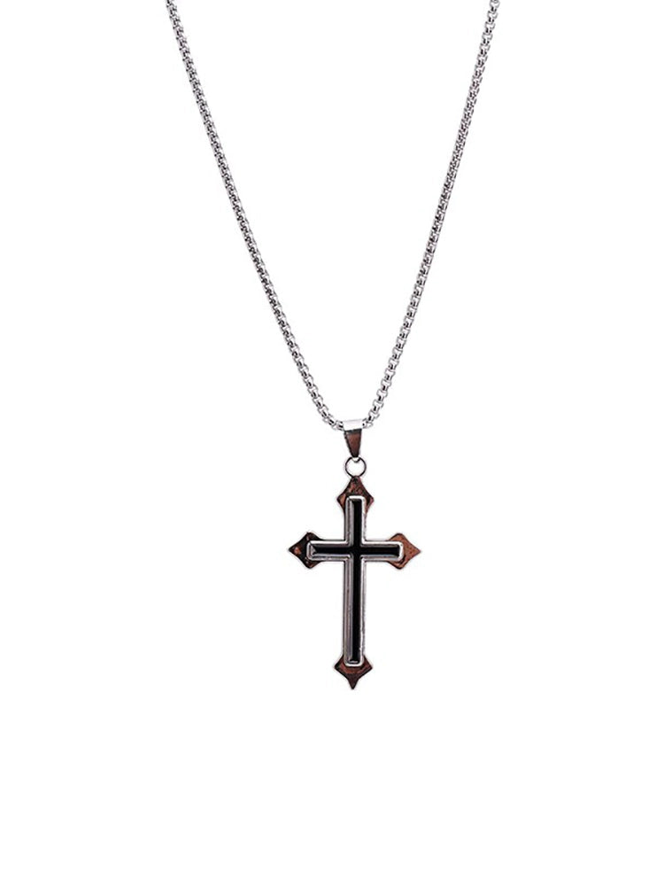 Titanium Steel Men's Sweet Cool Sweater Female Cross Pendant