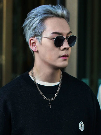 Jackson Wang Same Style Men Handsome Cuban Link Chain Gem