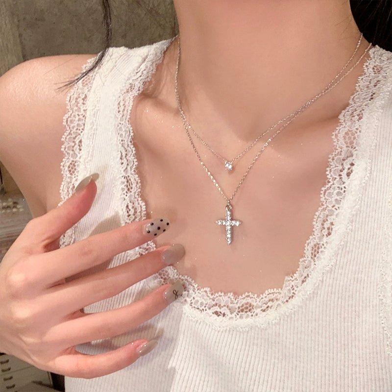 BM Cross Accessories Female Twin Light Luxury Minority Necklace