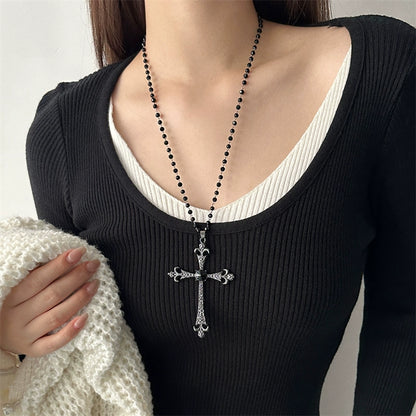 Accessible Luxury Gothic Wind Black Women Sweater Yabi Necklace