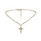 A gold cross necklace