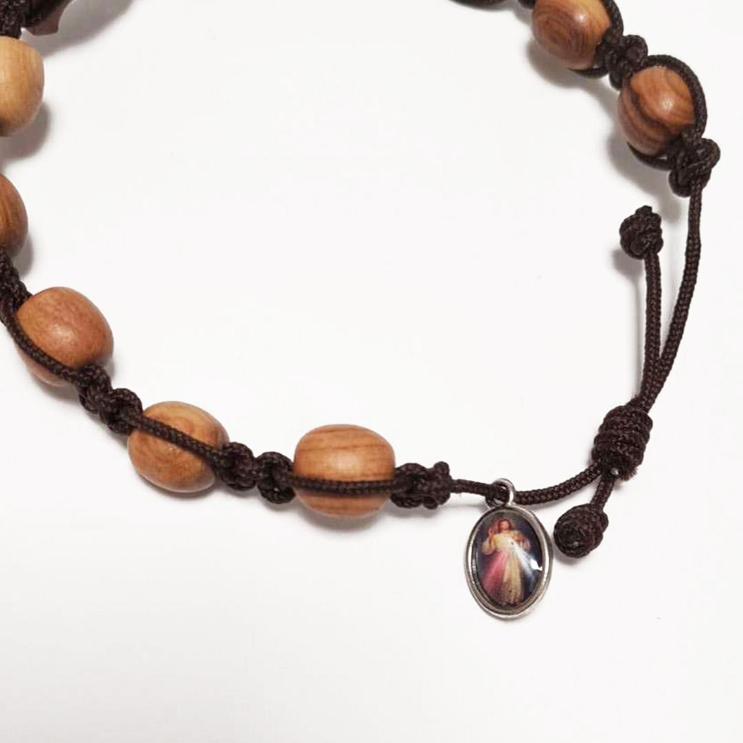 Olive Wood Decade Cross Bracelet