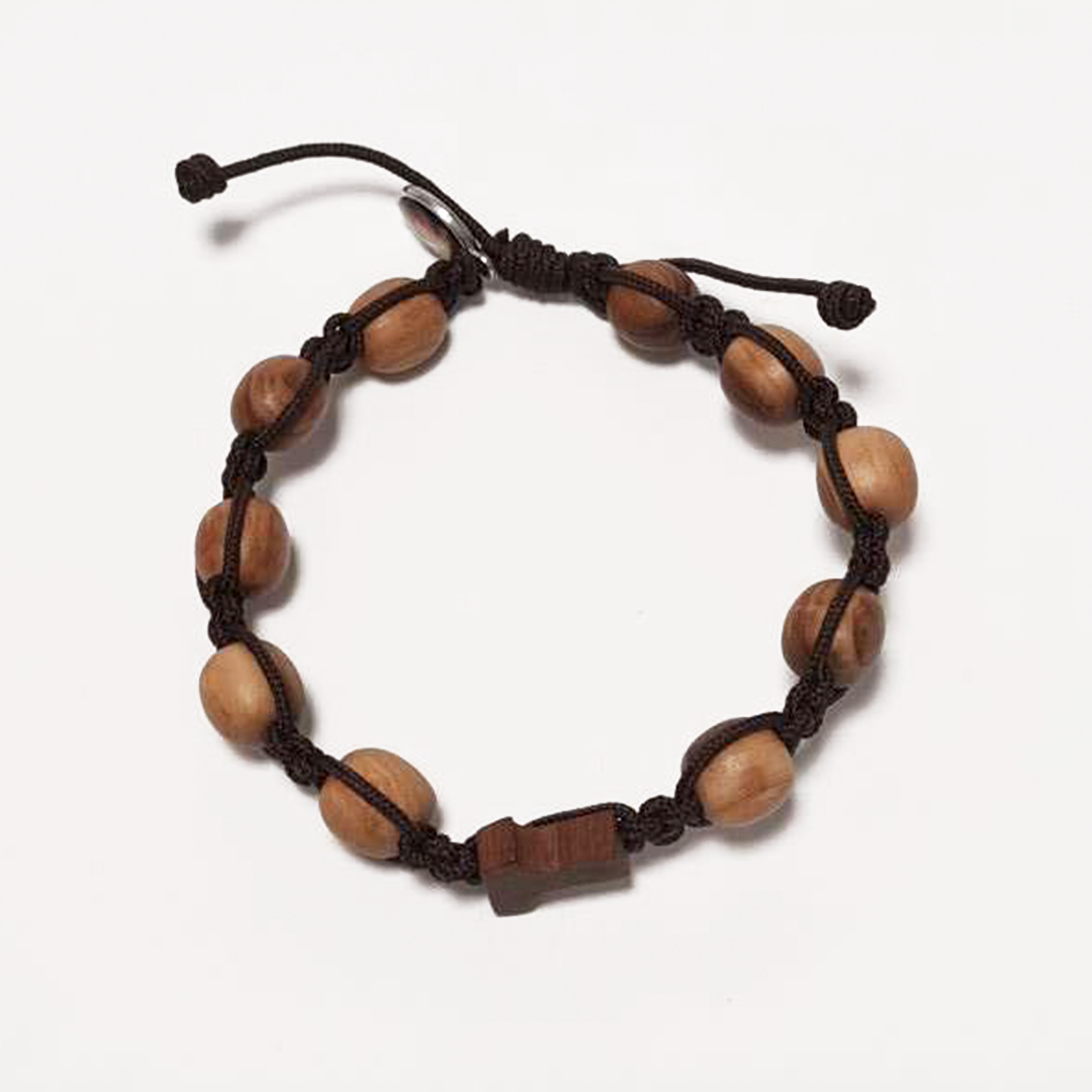 Olive Wood Decade Cross Bracelet