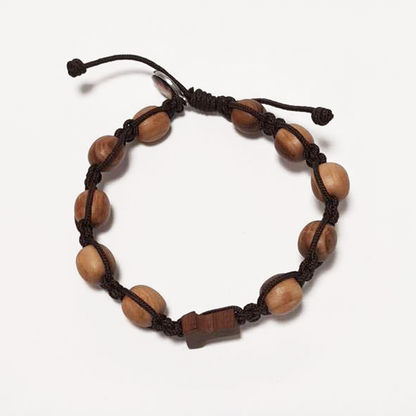 Olive Wood Decade Cross Bracelet