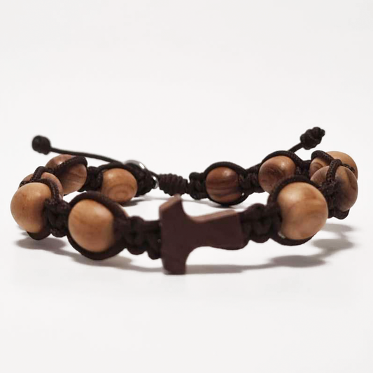 Olive Wood Decade Cross Bracelet