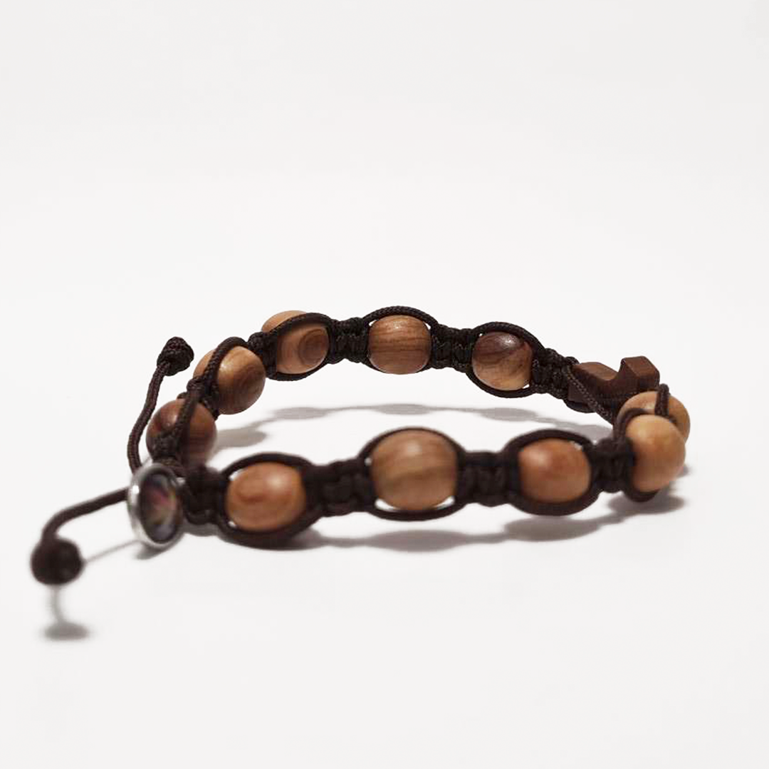 Olive Wood Decade Cross Bracelet