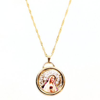 Our Lady of Fatima Necklace - Zirconia