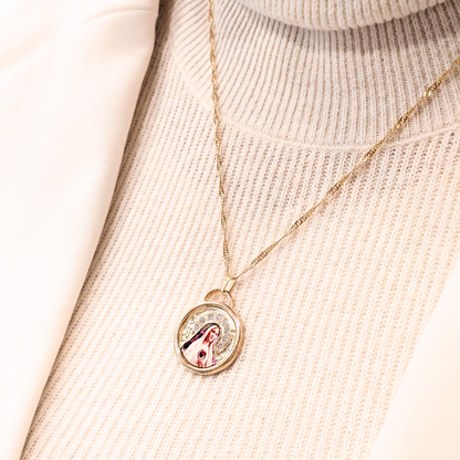 Our Lady of Fatima Necklace - Zirconia
