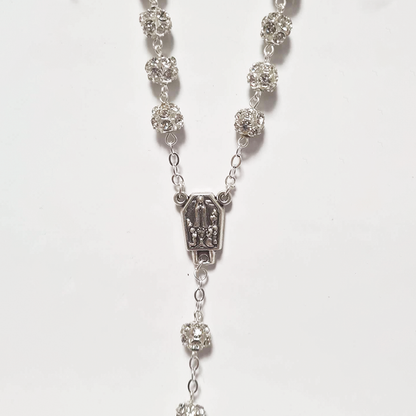 Premium Silver with Translucent Crystals Rosary of Fatima