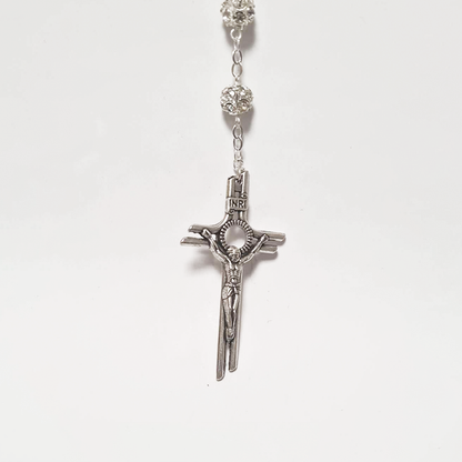 Premium Silver with Translucent Crystals Rosary of Fatima