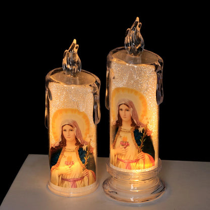 Mass Of Our Lady Of The Sacred Heart Of Jesus, Prayer With Electronic Candle Lights, Church Scene Decoration