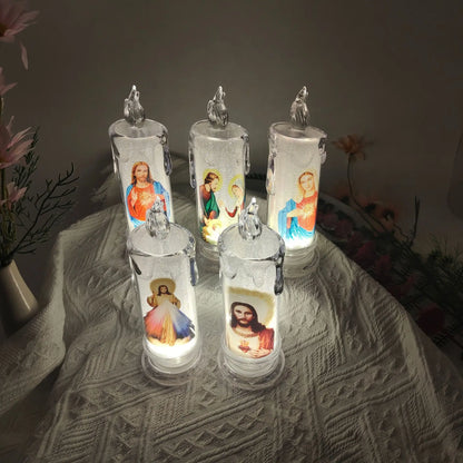 Mass Of Our Lady Of The Sacred Heart Of Jesus, Prayer With Electronic Candle Lights, Church Scene Decoration