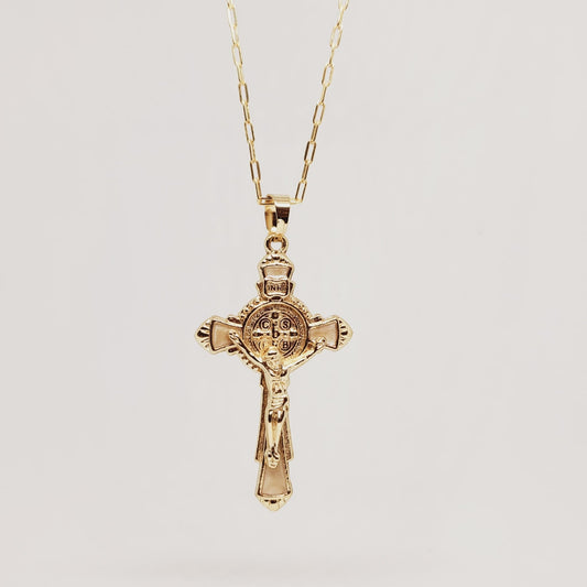 Saint Benedict Golden Necklace - Gold Plated