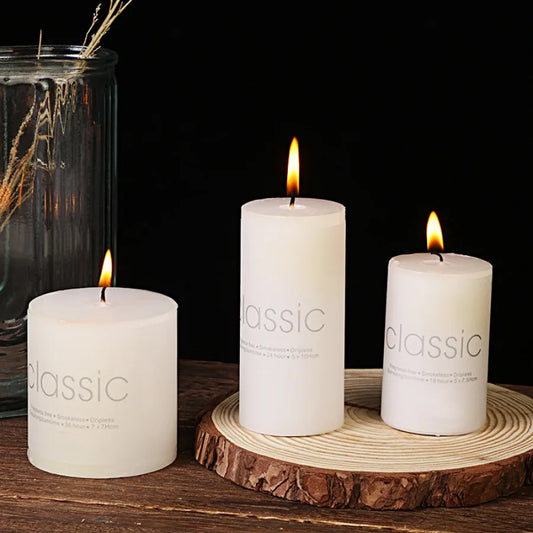 1pc white candle home emergency candle, white pillar wax, smokeless and odorless, for home lighting, church lighting candles