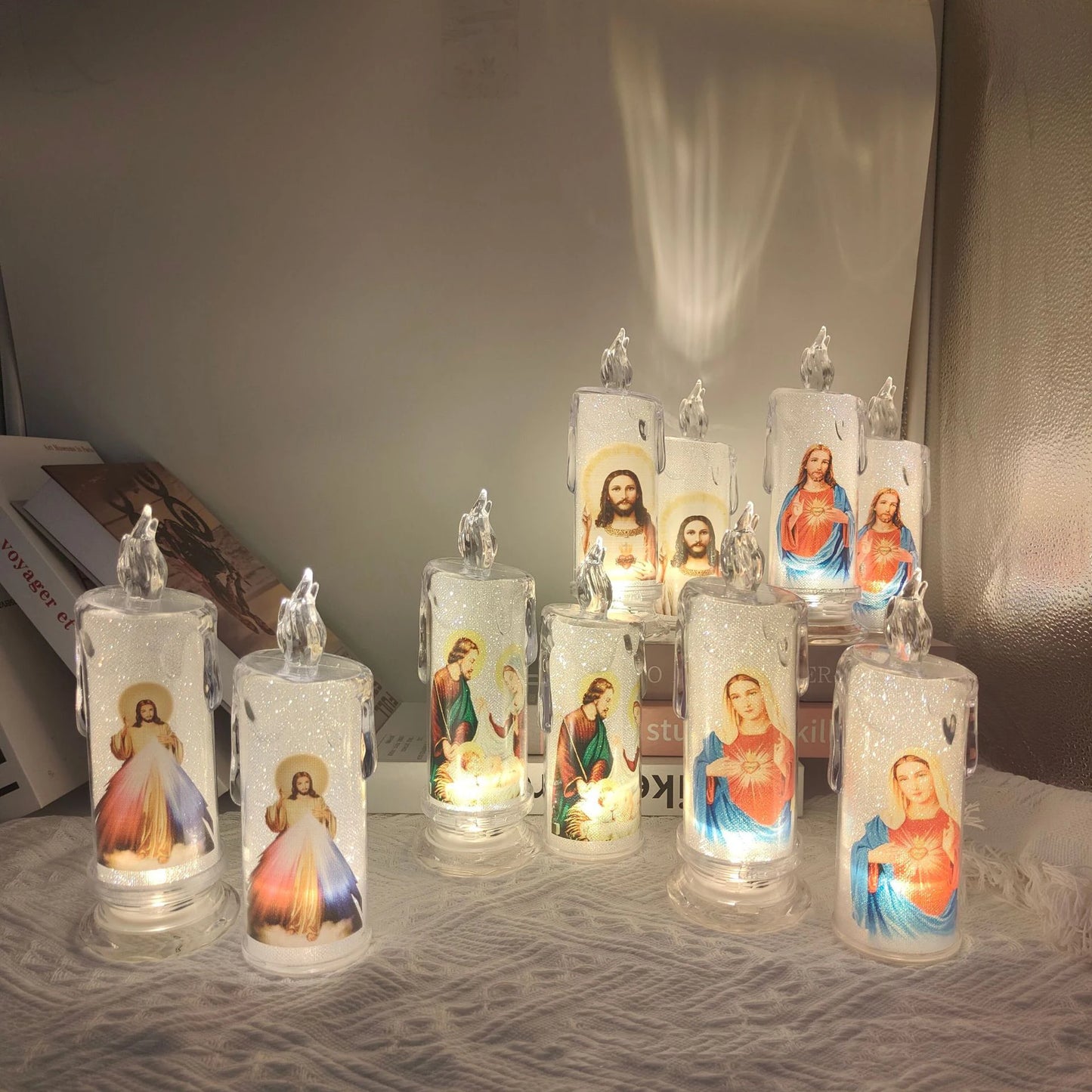 Mass Of Our Lady Of The Sacred Heart Of Jesus, Prayer With Electronic Candle Lights, Church Scene Decoration